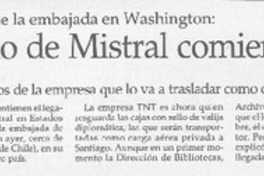 Legado de Mistral comienza retorno a Chile Legado de Mistral comienza retorno a Chile
