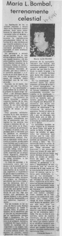 María L. Bombal, terrenamente ceelstial María L. Bombal, terrenamente ceelstial