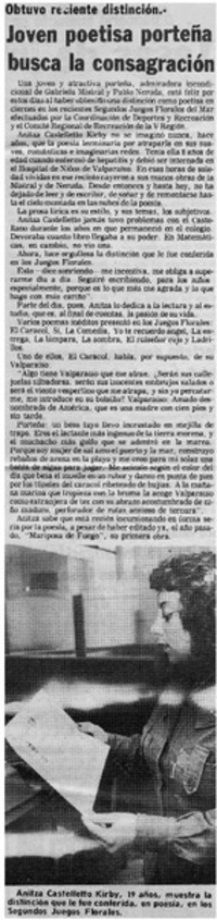 Joven poetisa porteña busca la consagración. Joven poetisa porteña busca la consagración.