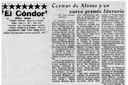 Carman de Alonso y un nuevo premio literario Carman de Alonso y un nuevo premio literario