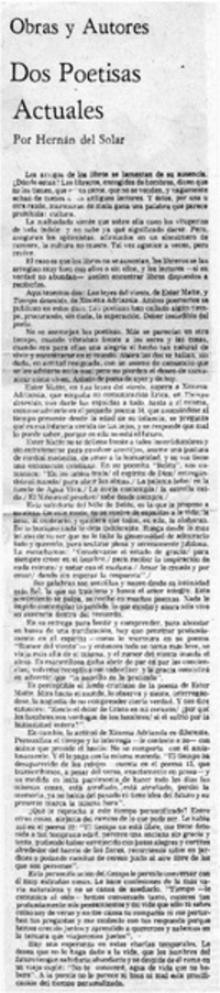 Dos poetisas actuales Dos poetisas actuales