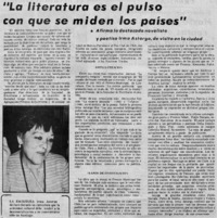 La Literatura es el pulso con que se mide los países". La Literatura es el pulso con que se mide los países".