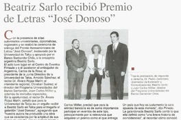 Beatriz Sarlo recibió premio de letras "José Donoso". Beatriz Sarlo recibió premio de letras "José Donoso".
