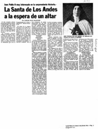 La Santa de Los Andes a la espera de un altar La Santa de Los Andes a la espera de un altar
