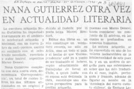 Nana Gutiérrez otra vez en actualidad literaria. Nana Gutiérrez otra vez en actualidad literaria.