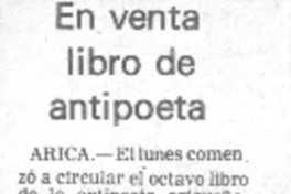 En venta libro de antipoeta. En venta libro de antipoeta.