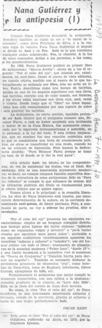 Nana Gutiérrez y la antipoesía (I) Nana Gutiérrez y la antipoesía (I)