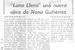 Luna llena" una nueva obra de Nana Gutiérrez. Luna llena" una nueva obra de Nana Gutiérrez.