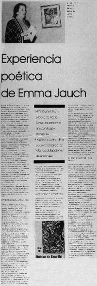 Experiencia poética de Emma Jauch. Experiencia poética de Emma Jauch.