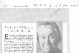 En Japón publican a Gabriela Mistral En Japón publican a Gabriela Mistral