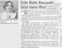 Ester Matte Alessandri lanza nuevo libro. Ester Matte Alessandri lanza nuevo libro.
