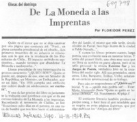 De La Moneda a las imprentas De La Moneda a las imprentas