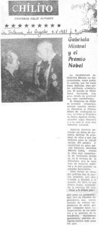 Gabriela Mistral y el premio nobel Gabriela Mistral y el premio nobel