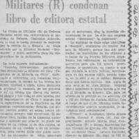 Militares (R) condenan libro de editora estatal. Militares (R) condenan libro de editora estatal.