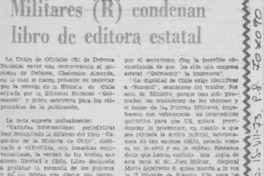 Militares (R) condenan libro de editora estatal. Militares (R) condenan libro de editora estatal.