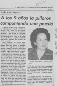 A los 9 años la pillaron componiendo una poesía. A los 9 años la pillaron componiendo una poesía.