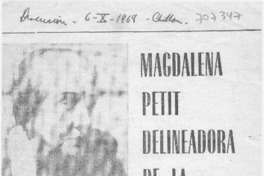 Magdalena Petit delineadora de la Quintrala. Magdalena Petit delineadora de la Quintrala.