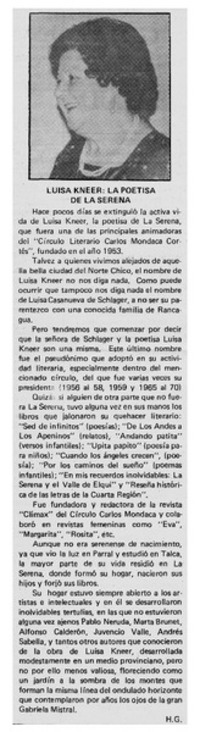 Luisa Kneer: la poetisa de La Serena Luisa Kneer: la poetisa de La Serena