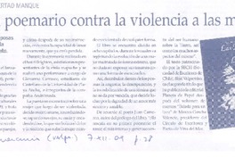 Lanzan poemario contra la violencia a las mujeres Lanzan poemario contra la violencia a las mujeres