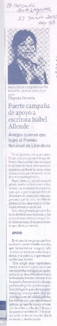 Fuerte campaña de apoyo a escritora Isabel allende Fuerte campaña de apoyo a escritora Isabel allende