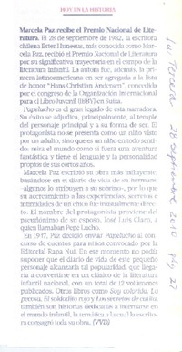 Marcela Paz recibe el Premio Nacional de Literatura Marcela Paz recibe el Premio Nacional de Literatura