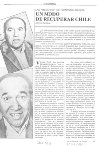 Un modo de recuperar Chile Un modo de recuperar Chile