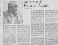 Memorias de Fernando Alegría Memorias de Fernando Alegría