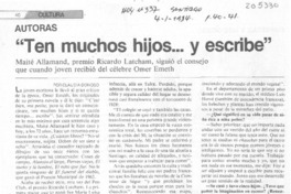 Ten muchos hijos -- y escribe Ten muchos hijos -- y escribe