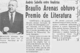 Braulio Arenas obtuvo Premio de Literatura Braulio Arenas obtuvo Premio de Literatura