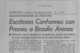 Escritores conformes con premio a Braulio Arenas Escritores conformes con premio a Braulio Arenas