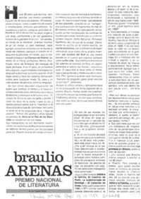 Braulio Arenas, Premio Nacional de Literatura Braulio Arenas, Premio Nacional de Literatura