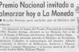 Premio Nacional invitado a almorzar hoy a La Moneda Premio Nacional invitado a almorzar hoy a La Moneda