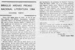 Braulio Arenas, Premio Nacional de Literatura '84 Braulio Arenas, Premio Nacional de Literatura '84