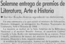 Solemne entrega de premios de Literatura, Arte e Historia Solemne entrega de premios de Literatura, Arte e Historia