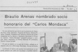 Braulio Arenas nombrado socio honorario del "Carlos Mondaca" Braulio Arenas nombrado socio honorario del "Carlos Mondaca"
