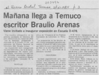 Mañana llega a Temuco escritor Braulio Arenas. Mañana llega a Temuco escritor Braulio Arenas.