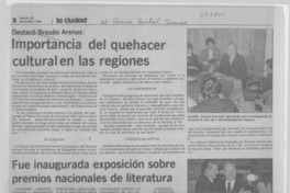 Importancia del quehacer cultural en las regiones Importancia del quehacer cultural en las regiones