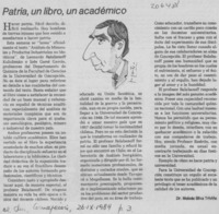 Patria, un libro, un académico Patria, un libro, un académico
