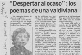 "Despertar al ocaso", los poemas de una valdiviana "Despertar al ocaso", los poemas de una valdiviana