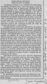 Tres obras chilenas editadas en Madrid Tres obras chilenas editadas en Madrid