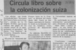 Circula libro sobre la colonización suiza Circula libro sobre la colonización suiza