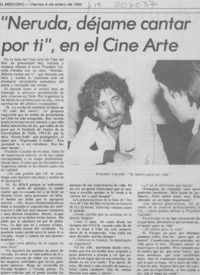 "Neruda, déjame cantar por ti" en el Cine Arte "Neruda, déjame cantar por ti" en el Cine Arte