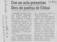 Con un acto presentan libro de poetisa de Chiloé Con un acto presentan libro de poetisa de Chiloé
