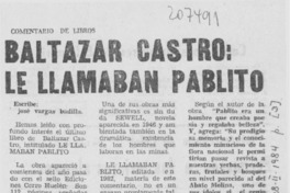 Baltazar Castro, "Le llamaban Pablito" Baltazar Castro, "Le llamaban Pablito"