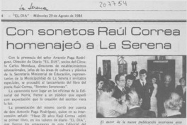 Con sonetos Raúl Correa homenajeó a La Serena Con sonetos Raúl Correa homenajeó a La Serena