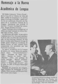 Homenaje a la nueva Académica de Lengua Homenaje a la nueva Académica de Lengua