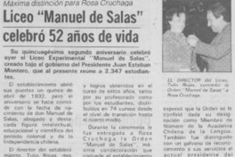 Liceo "Manuel de Salas" celebró 52 años de vida Liceo "Manuel de Salas" celebró 52 años de vida