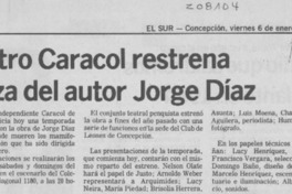 Teatro Caracol restrena pieza del autor Jorge Díaz Teatro Caracol restrena pieza del autor Jorge Díaz