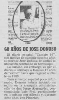 60 años de José Donoso 60 años de José Donoso