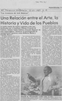 Una Relación entre el arte, la historia y vida de los pueblos Una Relación entre el arte, la historia y vida de los pueblos